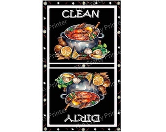 CAJUN CRAWFISH BOIL Dishwasher Magnet - Clean/Dirty - Choice of Large or Smaller Size Magnet - Shipping is Free!