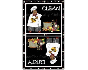 AFRICAN AMERICAN Lady Chef Dishwasher Magnet - Clean/Dirty - Choose Large or Small Size Magnet - Shipping is Free!