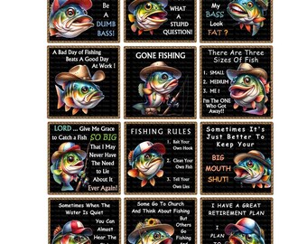 Humorous Fishing Magnets - 12 Piece Bass Fish Gift Set