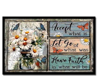 Daisy & Butterfly Inspirational Wall Art, Floral Plaque (13.5" x 8.5")