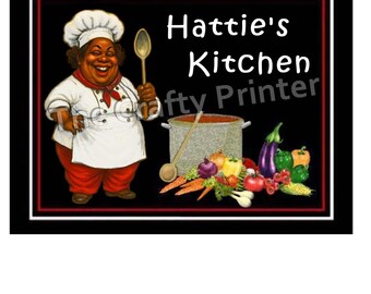 PERSONALIZED (YOUR NAME) Lady Chef Magnet African American - Size Small or Large