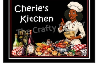 PERSONALIZED MAGNET African American Lady Chef Decor Kitchen Magnet - Size Small or Large - Your Name