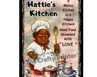PERSONALIZED NAME MAGNET * African American or White Lady Chef * Design Choices * Large or Small