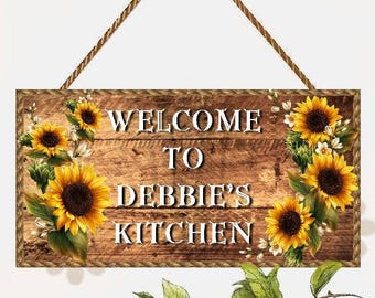 PERSONALIZED SUNFLOWER Wooden Sign - Size 5.5" x 11" - Your NAME Choice