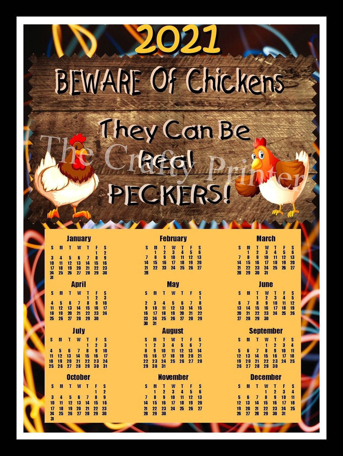 2021 CHICKEN CALENDAR MAGNET Beware of Chickens They | Etsy