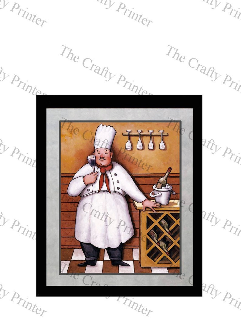 SET of FOUR CHEF Wall Plaques Fat Chef Wine Decor Each Etsy