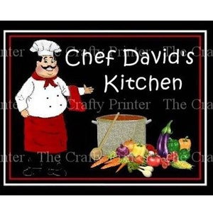 FIVE DIFFERENT DESIGNS Your Name Magnet Chef Decor - Choice African American & White Chefs - Size Choice 3 1/2&quot; x 4 1/2&quot; or 4 1/2&quot; x 6&quot;