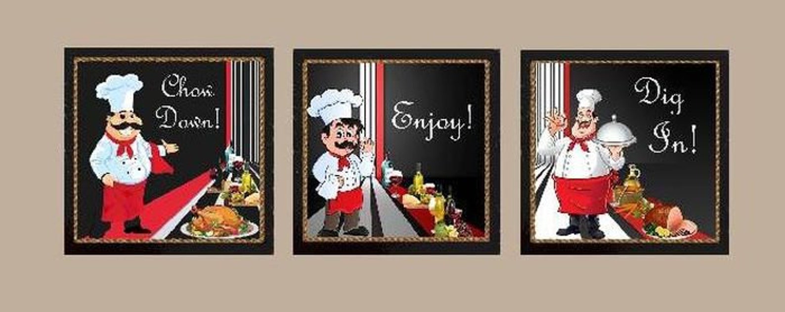 SET of THREE CHEF Themed Wall Decor Kitchen Plaques Each - Etsy