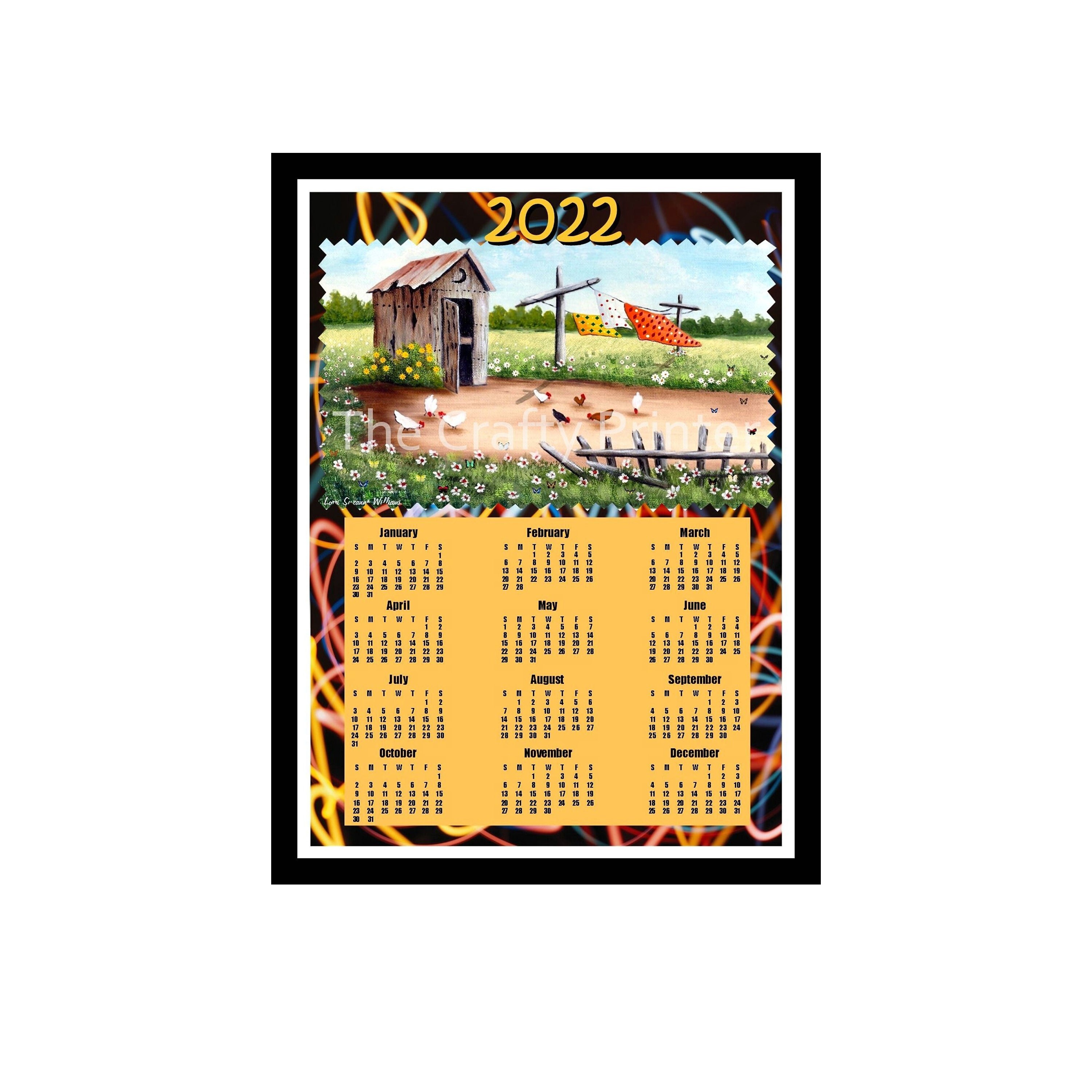 2022 Calendar Magnet Outhouse With Chickens Original Print | Etsy