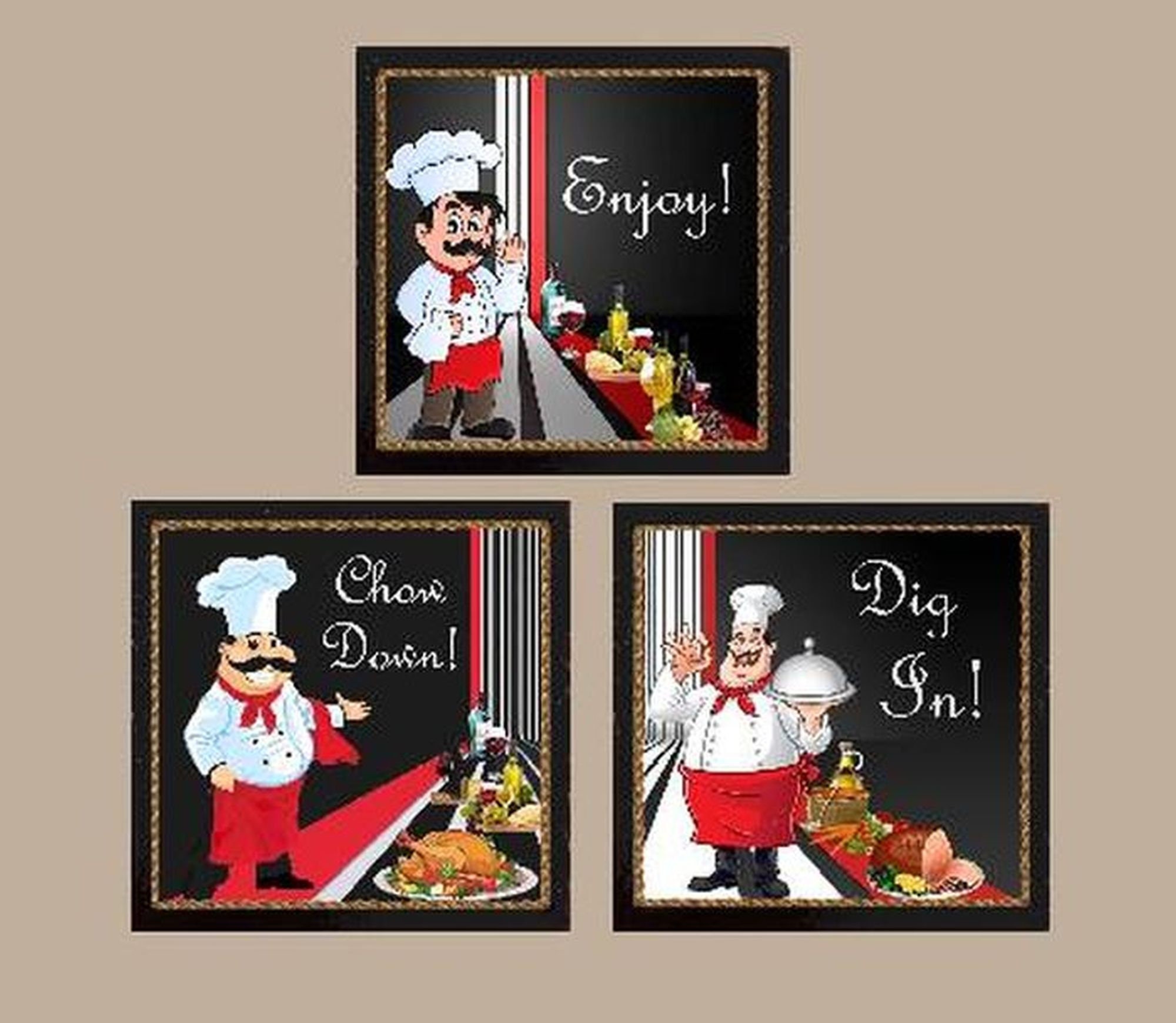 SET of THREE CHEF Themed Wall Decor Kitchen Plaques Each Etsy Denmark