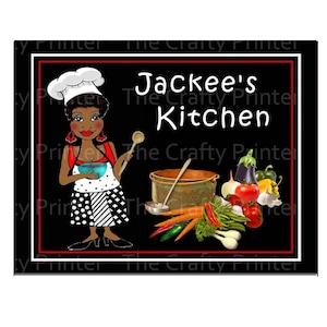 YOUR NAME MAGNET Female Lady Chef African American - Personalized Name - Size 3 1/2&quot; x 4 1/2&quot; or 4&quot; x 6&quot; -  Shipping is Free!