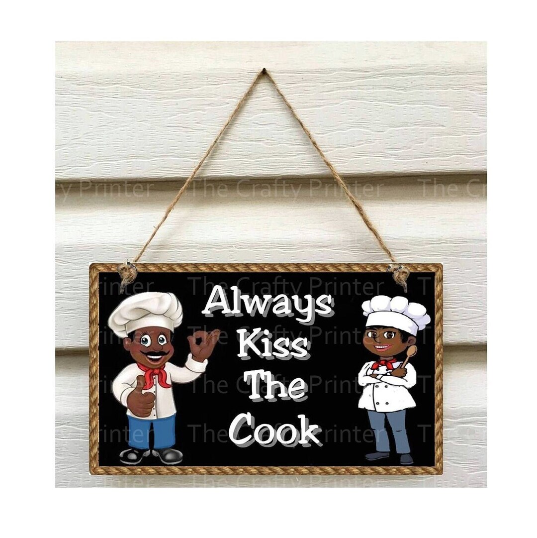 AFRICAN AMERICAN Man & Lady CHEFS Wood Sign Plaque 