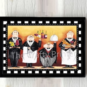 FOUR SNOOTY CHEFS  8"x12" Wooden Wall Sign - Two Designs - Male or Female Chef/Waiters - Great for Kitchen or Dining Area!  Ready to Hang!