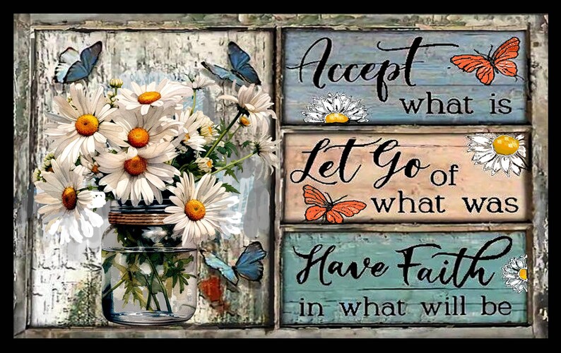 Daisy & Butterfly Inspirational Wall Art, Floral Plaque (13.5" X 8.5 ...