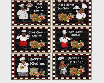 PERSONALIZED African American Chef Kitchen Wall Signs - Choice of Six Different Designs