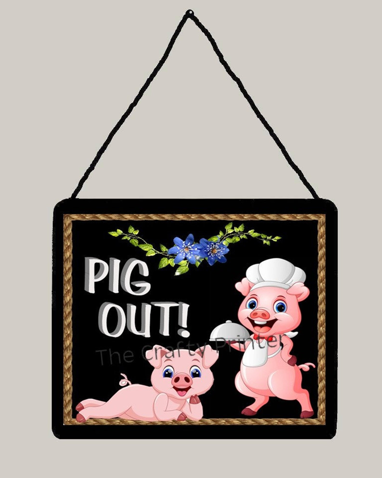 PIG OUT Wooden Sign Size 5 x 6 Cute Plaque Etsy