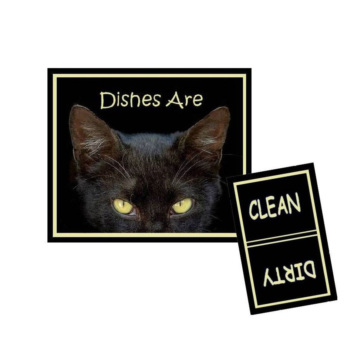 BLACK CAT Dishwasher 2 Piece Design Clean/Dirty 1 Etsy