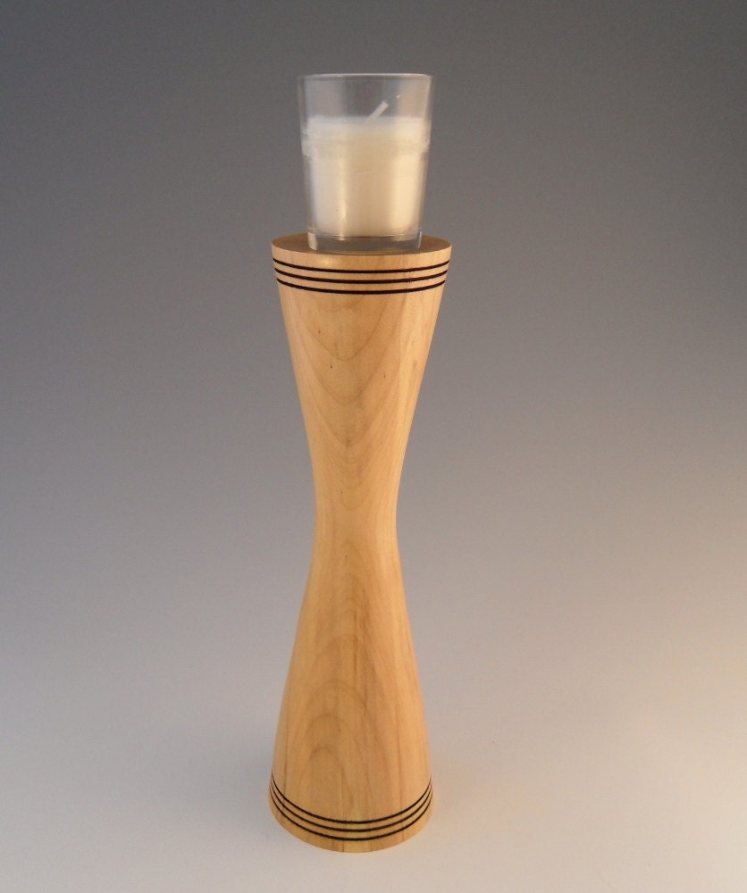 MAPLE WOOD CANDLE Stand With Burn Lines Wooden Candle Wood Etsy