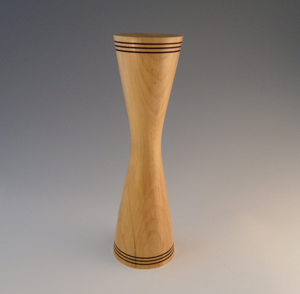 MAPLE WOOD CANDLE Stand With Burn Lines Wooden Candle Wood Etsy