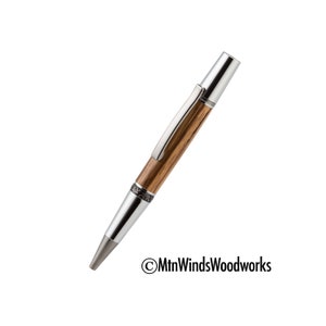 ZEBRA WOOD PEN - zebrawood pen - handmade pen - wooden pen - woodturned pen - twist pen - aero pen - chrome pen - zebrawood - desk accessory