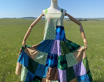 Cottagecore Floral Classic  Apron Dress Patchwork Festival Hippie Boho Shabby Chic