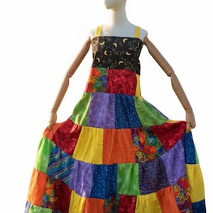 Patchwork Apron Rainbow Spinner Hippie Dress Festival