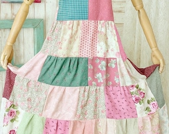 Cottagecore Dragonfly Classic Hippie Apron Dress Patchwork Festival