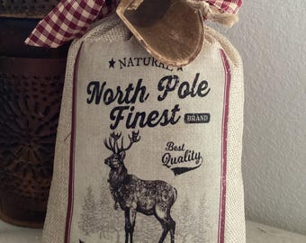 Reindeer Feed Handmade Burlap Pantry Bag, Faux Reindeer Food, Christmas Pantry Bag, Rustic Holiday Farmhouse Decor