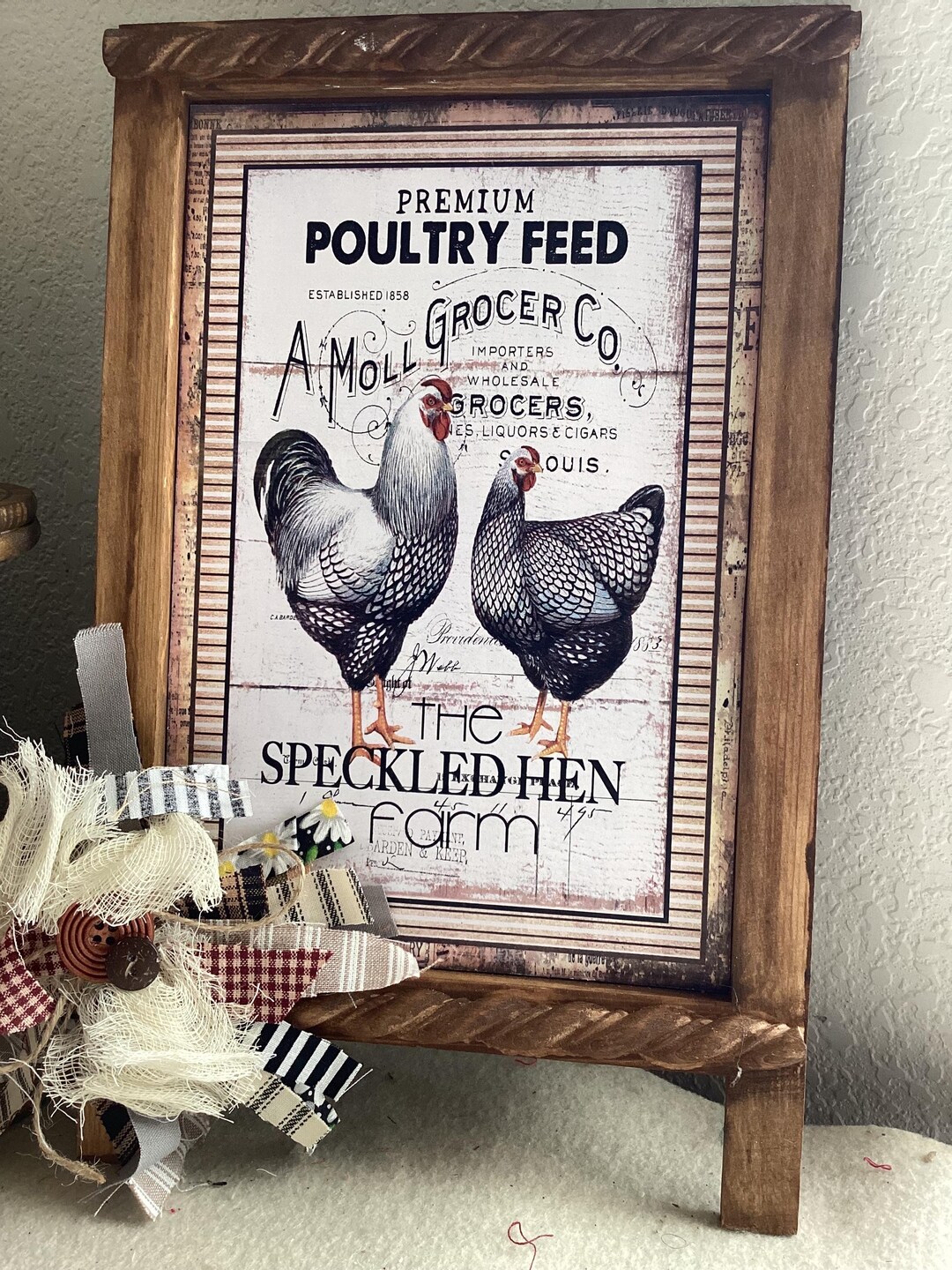 Poutry Sign Wood Standing Sign: Primitive Poultry Feed Grocery Co Sign Decor - Etsy