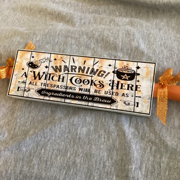 Witch Cooks Here Rolling Pin, Small Halloween Rolling Pin, Two Sided Rolling Pin, Tier Tray Rolling Pin, Tier Tray Sign