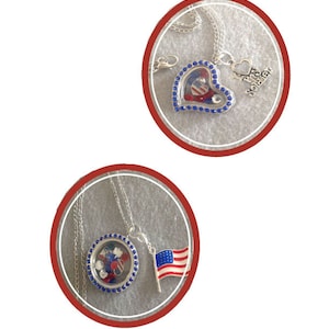 Floating Americina Memory Locket, Flag/Heart Memory Locket, 4th of July Memorial Day Magnetic Soldier Memory Locket