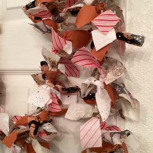 10’ Rag Gingerbread Theamed Fabric Garland, Hot Cocoa Bar Garland, Christmas Country Fabric 50 Light Rag Garland