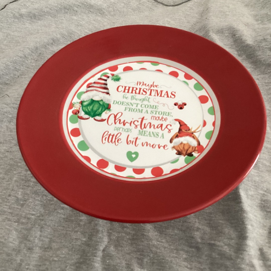 Grinch Gnomes Plate, Grinch Candle Holder, Grinch Riser, Christmas