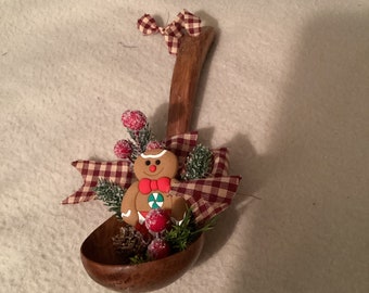 Gingerbread Man Wooden Spoon Ladle, Gingerbread Man Kitchen Decor