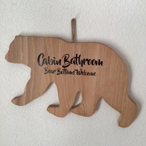 Closeout! Wood Bear Sign, Country Bathroom Bear Sign, Bathroom Bear Sign, Bear Bottoms Sign