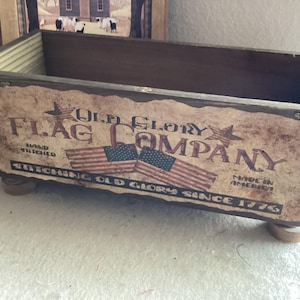Wood Crate Box: Old Glory Flag Company Colonial Primitive Storage Box, Dark Academia Rustic Decor