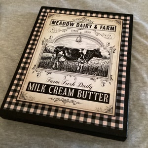 Cow Sign, Dairy Farm Wall Sign, 3-d look Vintage Look Cow Dairy Farm Sign