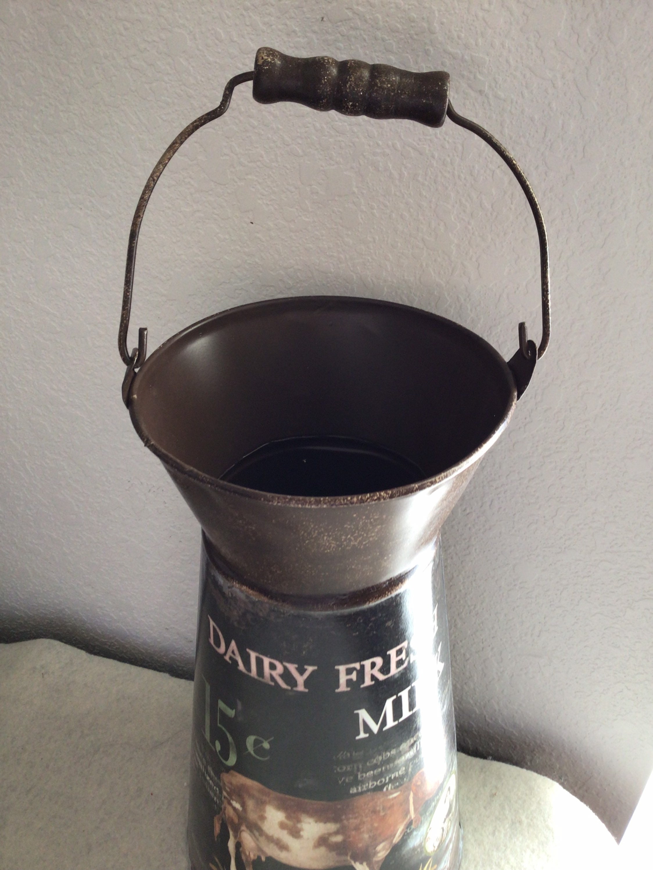 New Country Primitive Farmhouse DAIRY FRESH MILK CAN Cow Vase Bucket Pail 