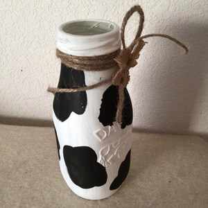 Cow Bottle Painted Milk Bottle Black White Milk Bottle Cow | Etsy