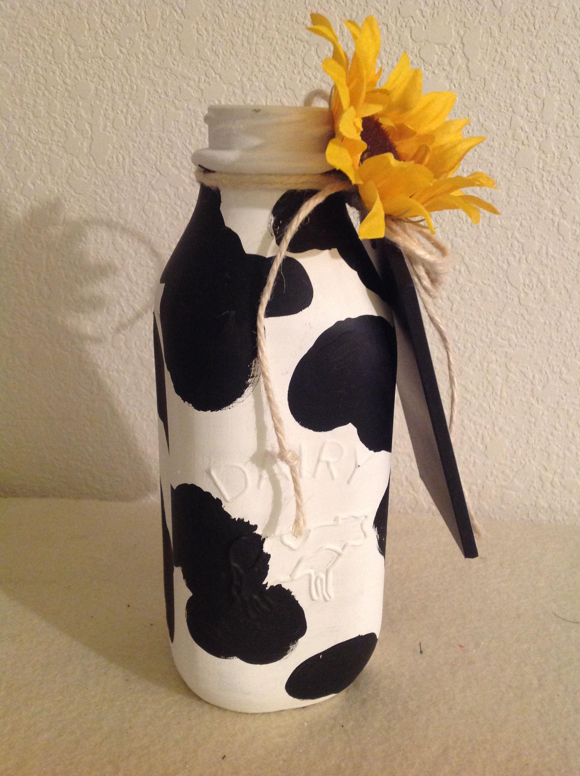 Cow Bottle Painted Milk Bottle Quart Milk Cow Bottle | Etsy