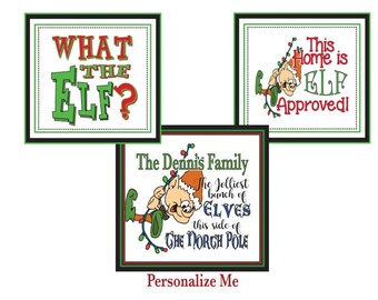 Christmas Elf Signs, What The Elf Sign, Elf Approved Sign, Mistletoe Sign, Country Christmas Sign, Housewarming Sign