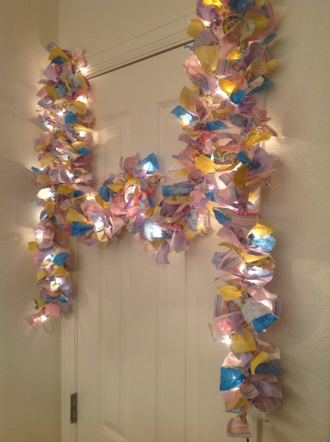 Lighted Easter/spring Rag Fabric Garland, Easter 11 Rag Fabric Garlands