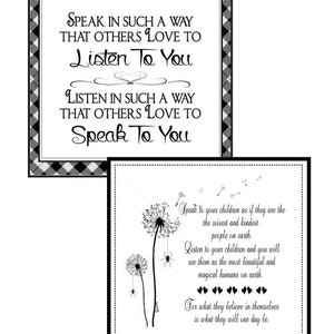 Speak To Children Sign, Speak Listen Sign, Daughter/Sons Sign. Dandelion Sign, Desk Sign, Co-Workers Sign, Party Gift, Gag Gift