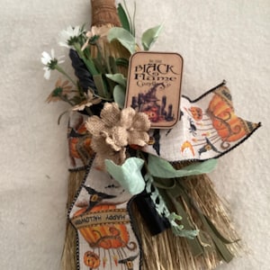 Rustic Black Flame Candle Company Witch Whisk Broom, Halloween Whisk Broom, Farmhouse Holiday Whisk Broom, Rustic Broom