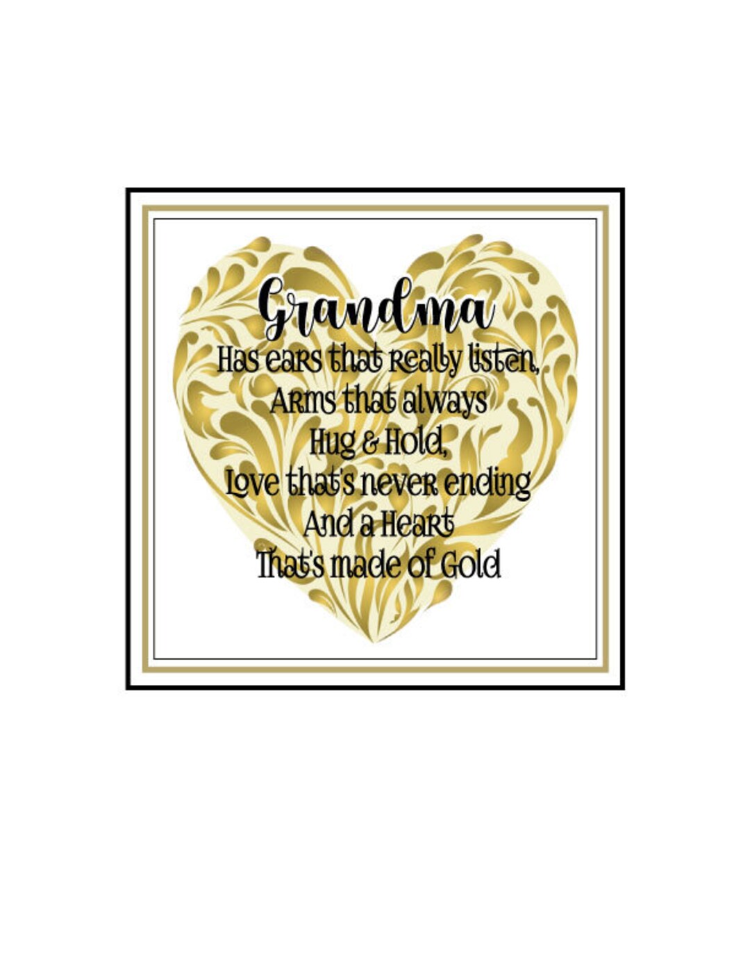 Grandma Gold Heart Sign, Grammie Sign, Mimi Grannie Granny Sign ...