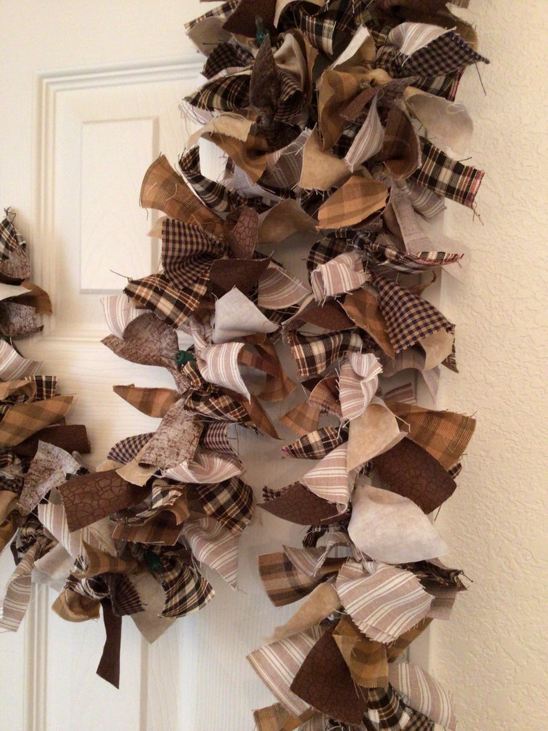 12 Burlap look Primitive Rag Fabric Garland 50 Etsy