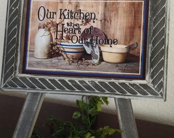 Our Kitchen Is The Heart of Our Home,  Easel Signs, Country Prim, Kitchen Prim, Kitchen Sign, Country Easel Sign, Old Bowls