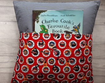 HappySpaceDesignsUK on Etsy Reading pillow pocket wine and books