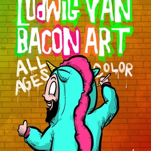 Digital Download: Ludwig Van Bacon Art Coloring Book -Vol 4, All Ages Color