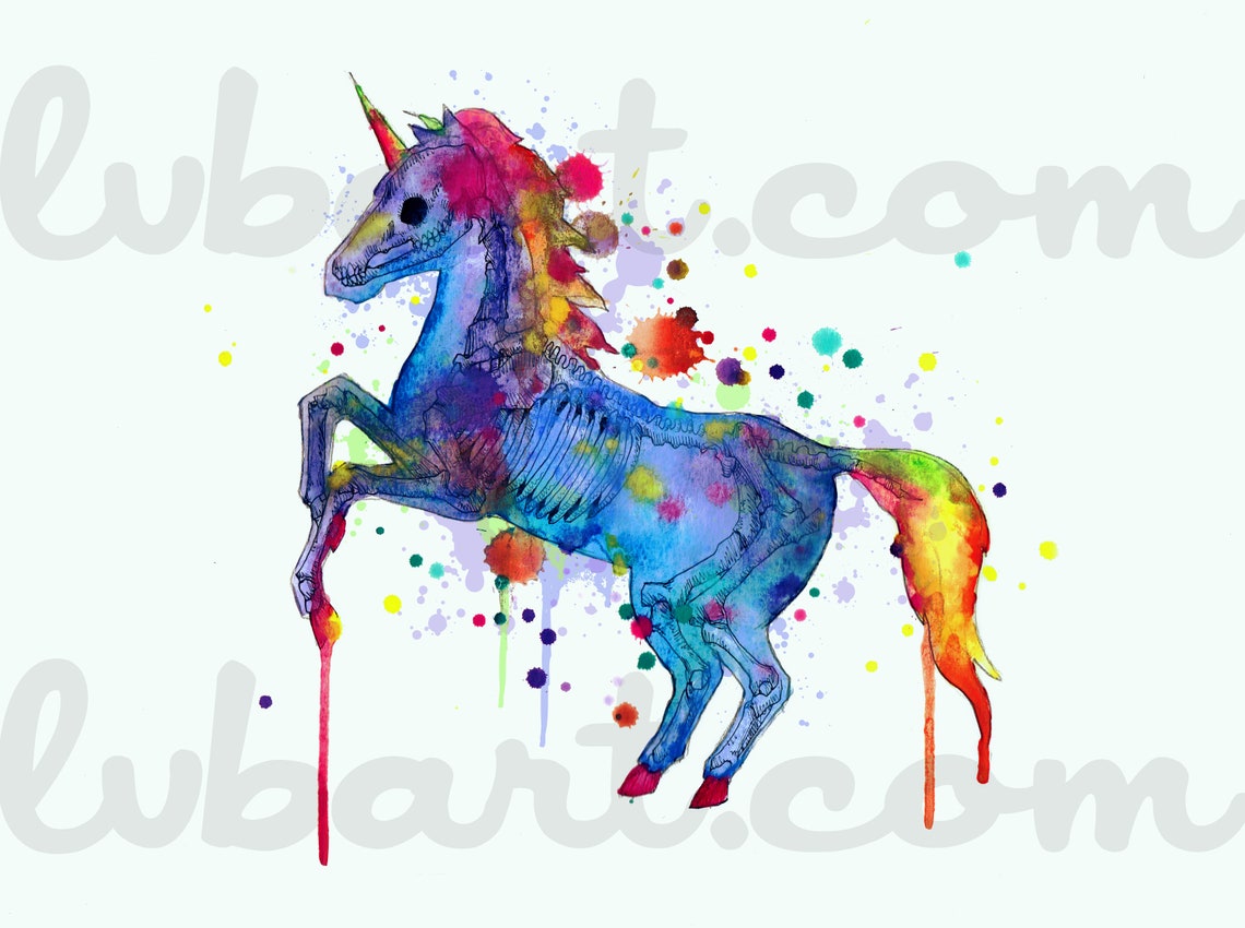 Unicorn Skeleton 2.0 Fine Art Print Poster | Etsy